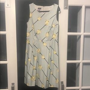 Talbots Striped Midi Dress with Yellow Floral Accents